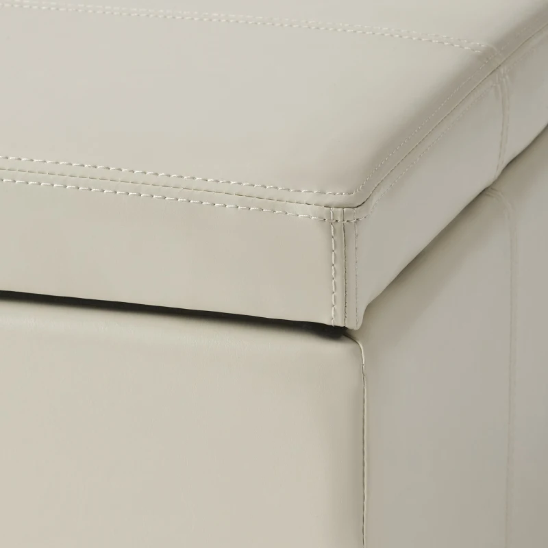 Storage Ottoman with Contemporary Design, Upholstered Seating, Versatile Storage Bench, 51.25" L x 17.5" W x 16.25" H, Ivory