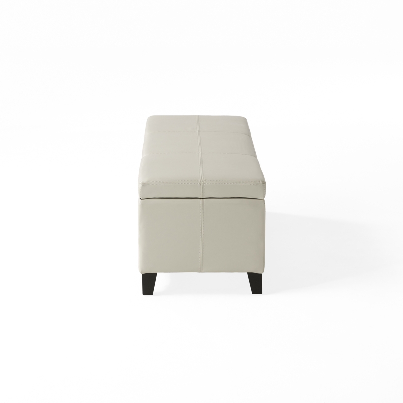 Storage Ottoman with Contemporary Design, Upholstered Seating, Versatile Storage Bench, 51.25" L x 17.5" W x 16.25" H, Ivory