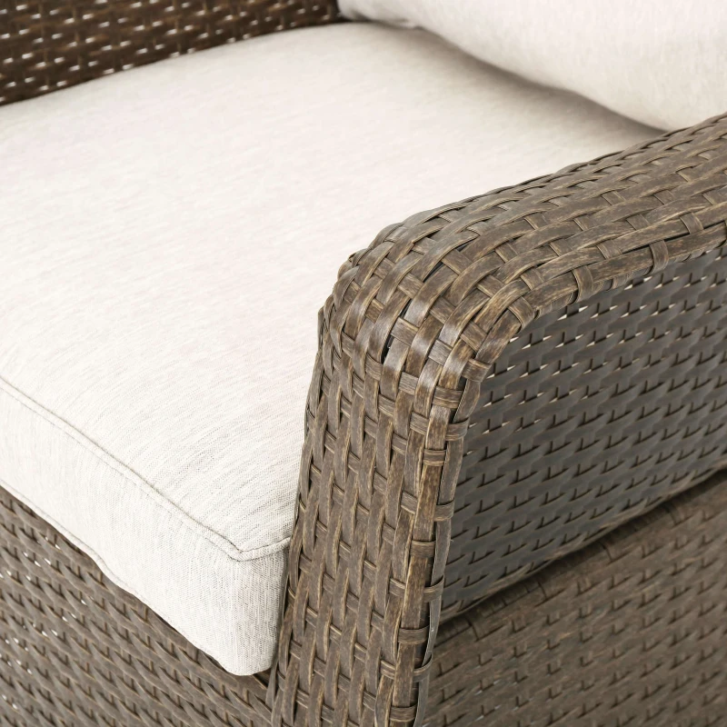 Swivel Club Chair Set of 2 with Water-Resistant Cushions, Outdoor Patio Furniture with Weather-Resistant Wicker, and Durable Rattan and Iron Construction, 29.5" L x 33" W x 35.75" H, Brown