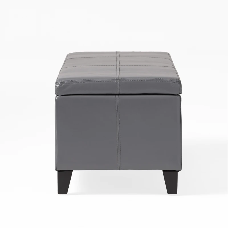 Storage Ottoman with Contemporary Design, Upholstered Seating, Versatile Storage Bench, 51.25" L x 17.5" W x 16.25" H, Gray