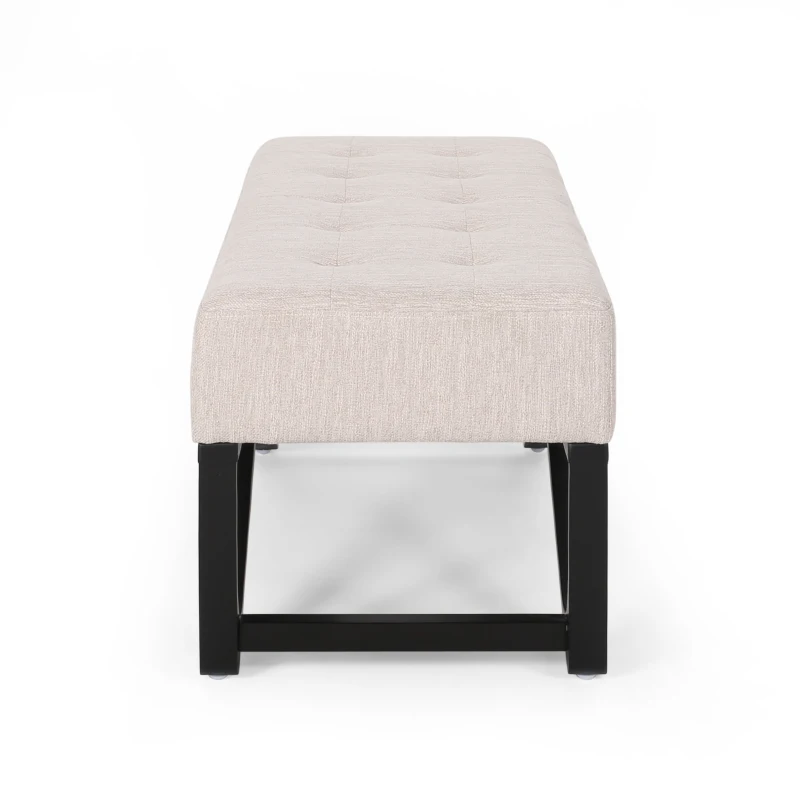 Ottoman with Cushioned Top, Sturdy Frame, and Space-Saving Design, 47.25" L x 17.5" W x 16.5" H, Beige