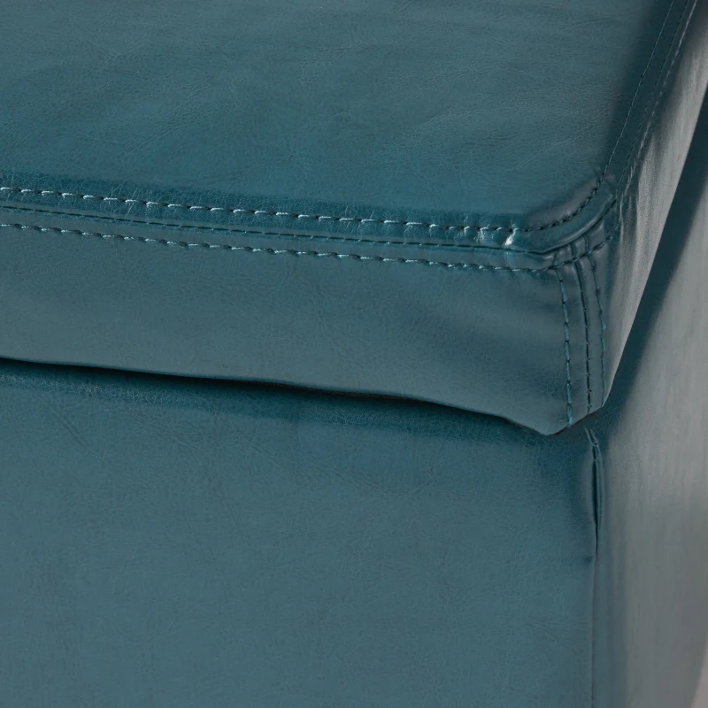 Storage Ottoman with Contemporary Design, Upholstered Seating, Versatile Storage Bench, 51.25" L x 17.5" W x 16.25" H, Teal