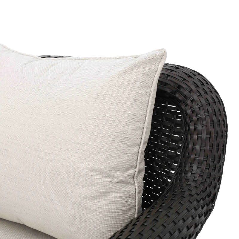 Outdoor Patio Chair with Water-Resistant Cushions, Swivel Rocker, Wicker Construction, 32.25"x30.5"x33.25", Brown+Beige