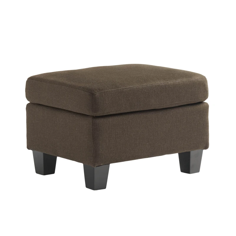 Fabric Ottoman with Contemporary Design, Smooth Upholstery, Versatile Use, Birch Wood Legs, 24" W x 18" D x 16" H, Chocolate