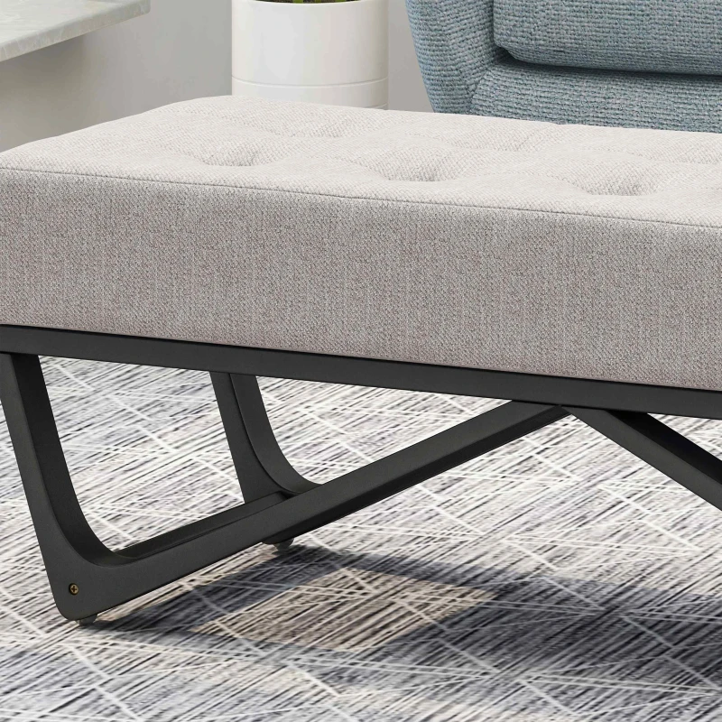 Ottoman with Cushioned Top, Sturdy Frame, and Space-Saving Design, 47.25" L x 17.5" W x 16.5" H, Light Gray