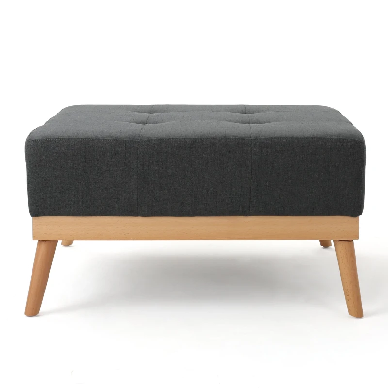 Fabric Ottoman with Cushioned Top, Sturdy Frame, and Space-Saving Design, 32" L x 32" W x 17.25" H, Dark Gray