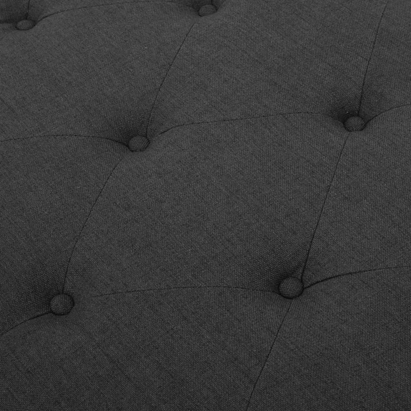 Tufted Ottoman with Upholstered Polyester Blend, Button Tufting, Turned Feet, 40.5" x 40.5" x 16.9", Dark Gray
