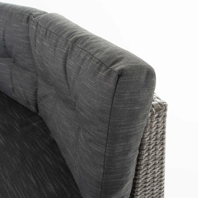 Single Sofa Set of 2, Polyethylene Rattan Wicker, Iron Frame, Water Resistant Cushions, Easy to Assemble, 40.5"x29.25"x27.5", Black+Gray