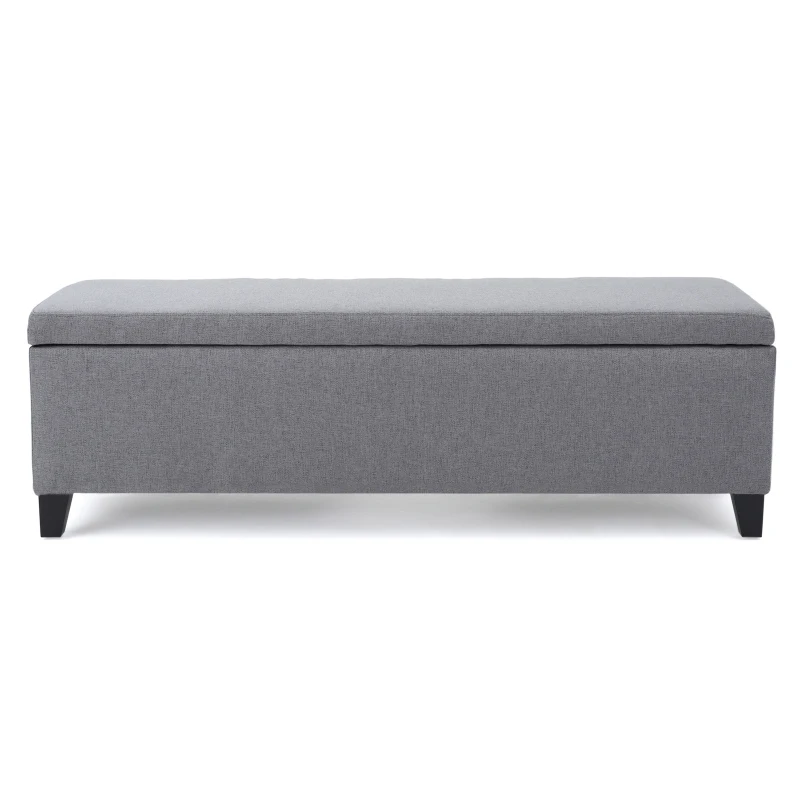 Storage Ottoman with Cushioned Top, Sturdy Frame, and Space-Saving Design, 51" L x 17.25" W x 16.5" H, Gray