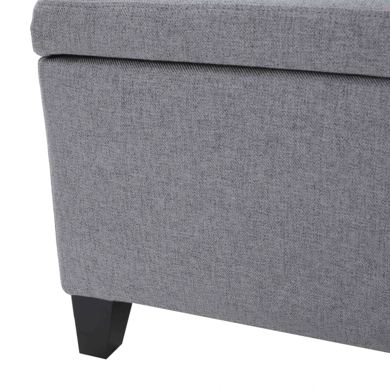 Storage Ottoman with Cushioned Top, Sturdy Frame, and Space-Saving Design, 51" L x 17.25" W x 16.5" H, Gray