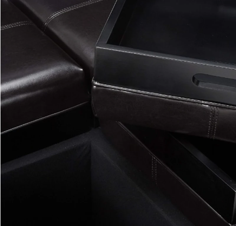 Storage Ottoman with Cushioned Top, Sturdy Frame, and Space-Saving Design, 35" L x 35" W x 19" H, Chocolate