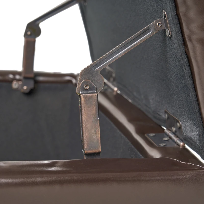 Double-Top Storage Ottoman with Soft Leather, Tufted Design, Ample Interior Space, and Matching Espresso Legs, 51"x24.5"x19", Brown