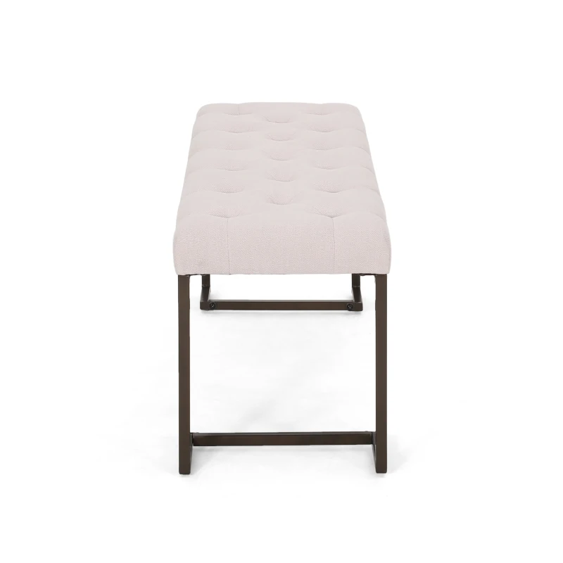 Stylish Bedroom Bench with Padded Seat Cushion, Upturned Wide U Shape, Light Assembly Required, 44.75" L x 15" W x 18.25" H, Beige