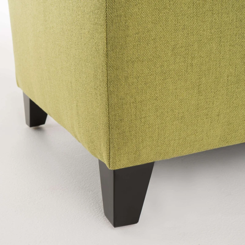 Storage Ottoman with Birch Legs, Hand-Tufted Fabric, 50" L x 20.5" W x 18.25" H, Spot Clean, Green