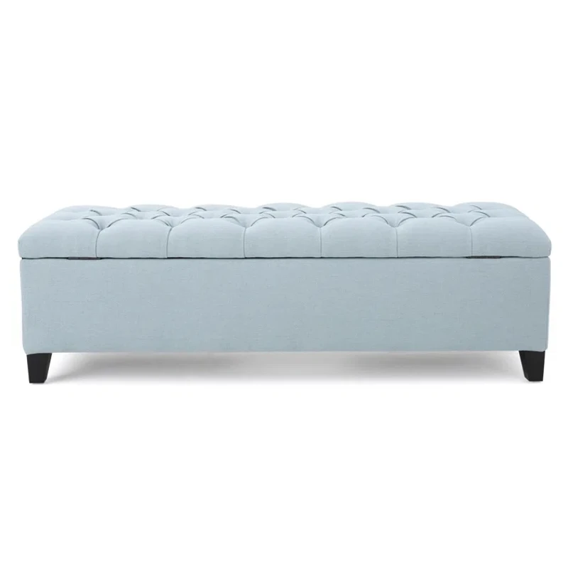 Storage Ottoman with Contemporary Design, Upholstered Seating, Versatile Storage Bench, 51" L x 17.5" W x 17" H, Blue