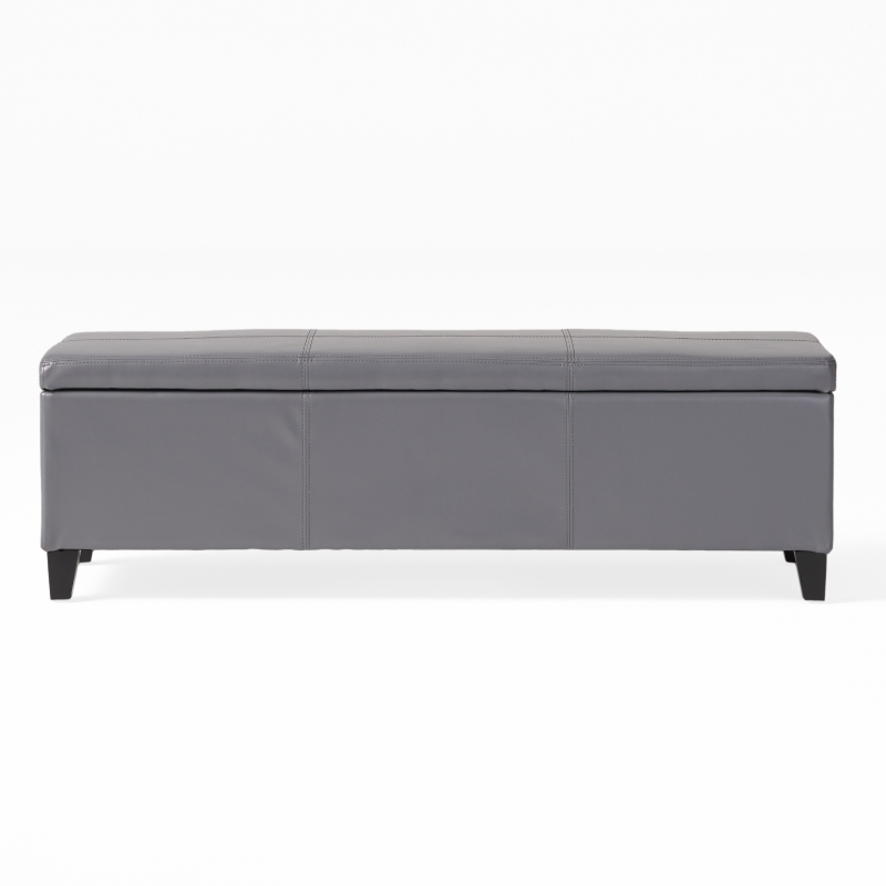 Storage Ottoman with Contemporary Design, Upholstered Seating, Versatile Storage Bench, 51.25" L x 17.5" W x 16.25" H, Gray