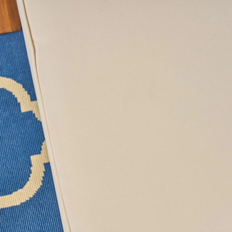 Transitional L-Shaped Patio Furniture Set, Acacia Wood Frame with Water-Resistant Cushions and Slat Panel Design, 27" L x 29.5" W x 26.25" H, Beige