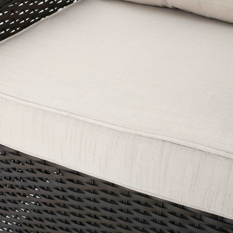 Outdoor Patio Chair with Water-Resistant Cushions, Swivel Rocker, Wicker Construction, 32.25"x30.5"x33.25", Brown+Beige