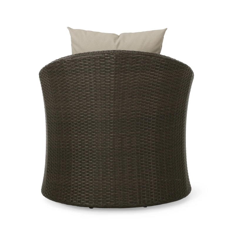 Vinsetto Swivel Club Chair with Hand-Crafted Wicker and Aluminum, Weather-Resistant Polyester Cushions, No Assembly Required, 32.5" L x 31.25" W x 31" H, Brown