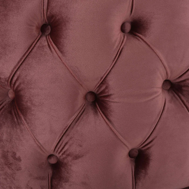 Modern Glam Round Velvet Ottoman with Cushioned Top, Sturdy Frame, and Space-Saving Design, 29.5" L x 29.5" W x 18" H, Blush