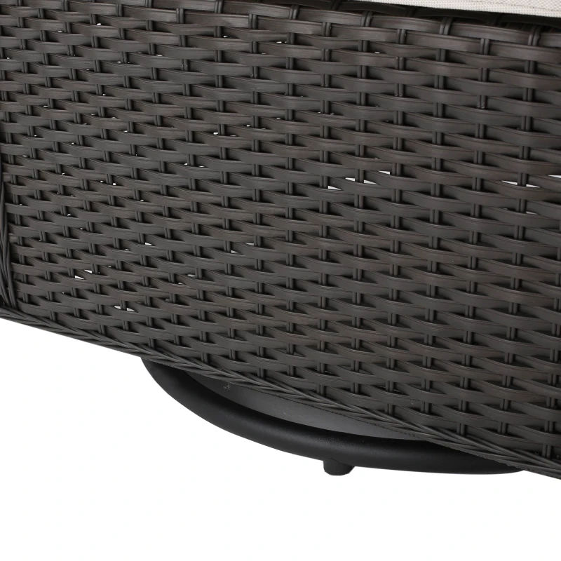 Outdoor Patio Chair with Water-Resistant Cushions, Swivel Rocker, Wicker Construction, 32.25"x30.5"x33.25", Brown+Beige