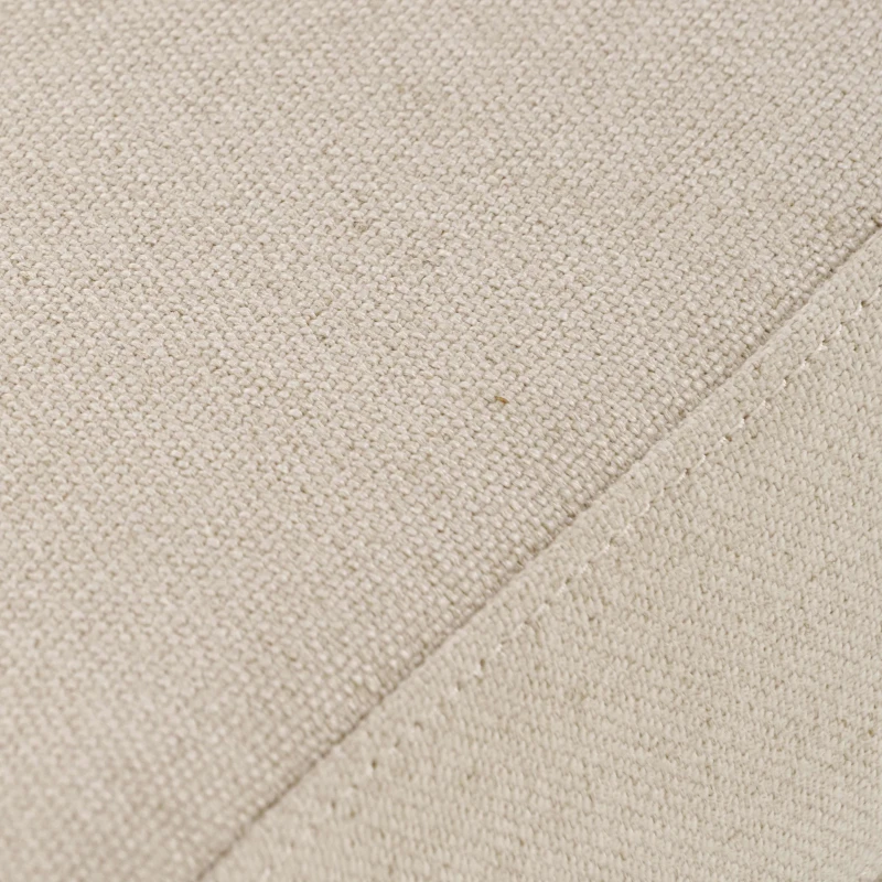 Fabric Ottoman with Smooth Upholstery, Contemporary Design, Versatile Use, Birch Wood Legs, 24" x 18" x 16", Linen