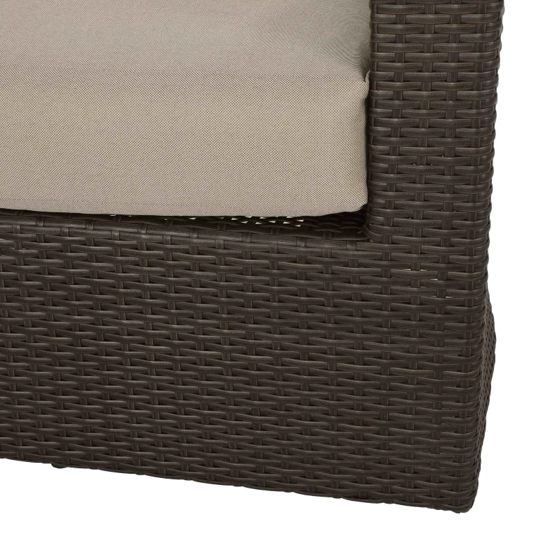 Vinsetto Swivel Club Chair with Hand-Crafted Wicker and Aluminum, Weather-Resistant Polyester Cushions, No Assembly Required, 32.5" L x 31.25" W x 31" H, Brown