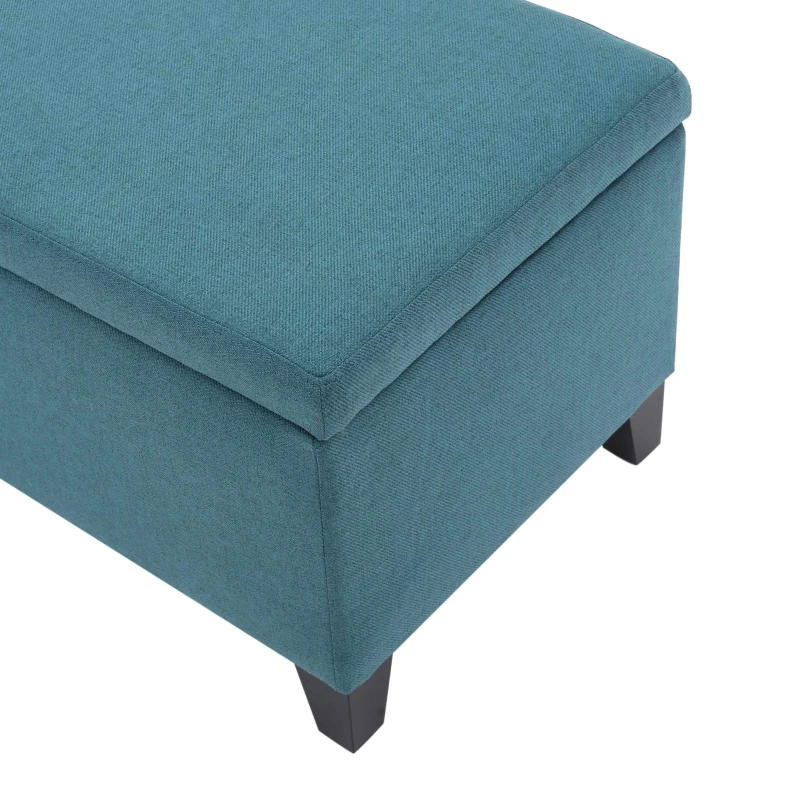 Storage Ottoman with Cushioned Top, Sturdy Frame, and Space-Saving Design, 51" L x 17.25" W x 16.5" H, Teal