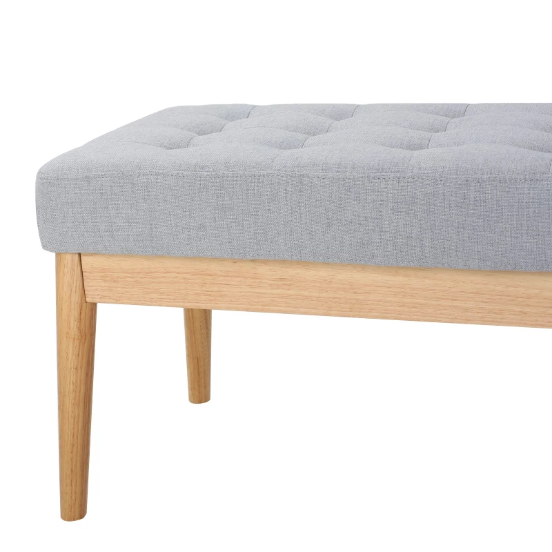 Fabric Ottoman with Cushioned Top, Sturdy Frame, and Space-Saving Design, 43.5" L x 15.75" W x 17" H, Light Gray