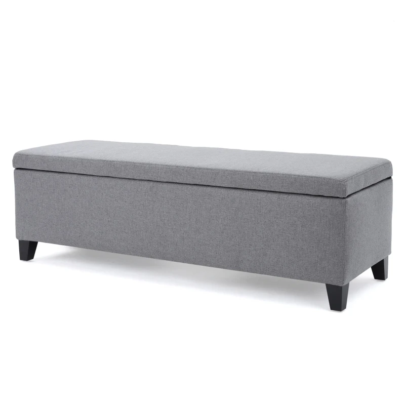 Storage Ottoman with Cushioned Top, Sturdy Frame, and Space-Saving Design, 51" L x 17.25" W x 16.5" H, Gray