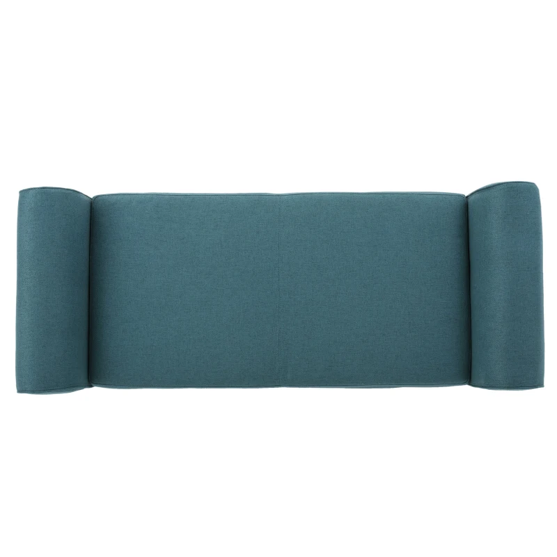 Contemporary Upholstered Ottoman with Rolled Arms and Pressure Hinges, Armed Storage Bench, Ideal for Small Spaces, 50" L x 19.75" W x 20.5" H, Teal