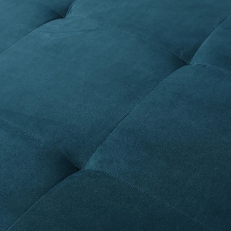 Velvet Ottoman with Cushioned Top, Sturdy Frame, and Space-Saving Design, 30.5" L x 30.5" W x 17" H, Teal