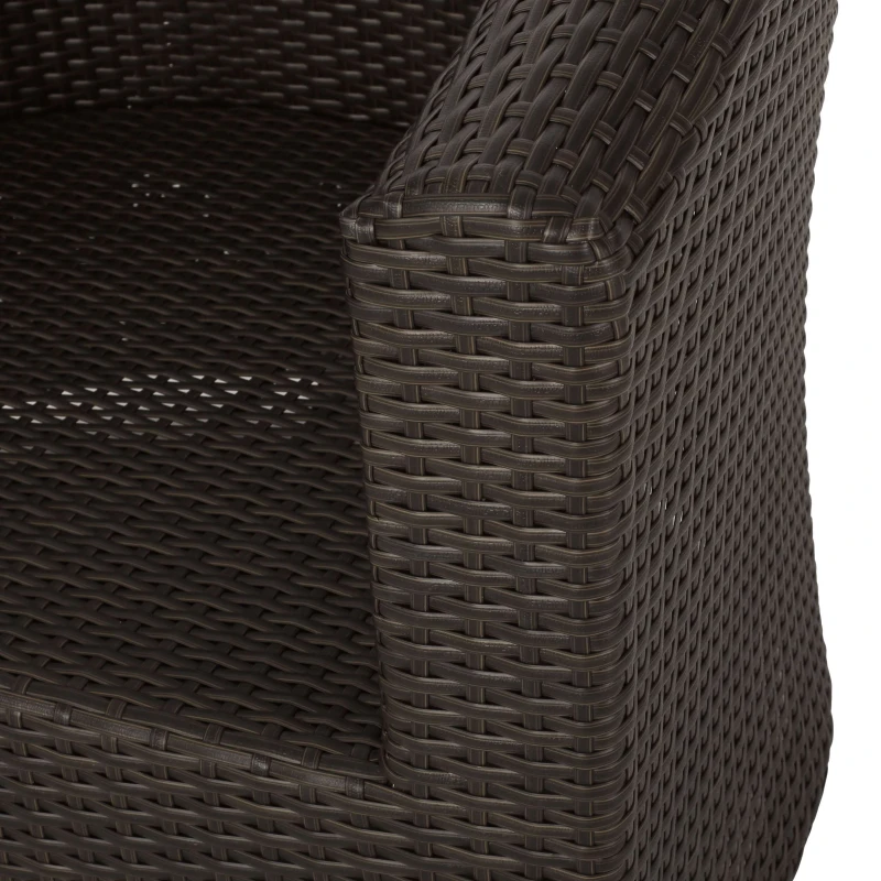 Vinsetto Swivel Club Chair with Hand-Crafted Wicker and Aluminum, Weather-Resistant Polyester Cushions, No Assembly Required, 32.5" L x 31.25" W x 31" H, Brown