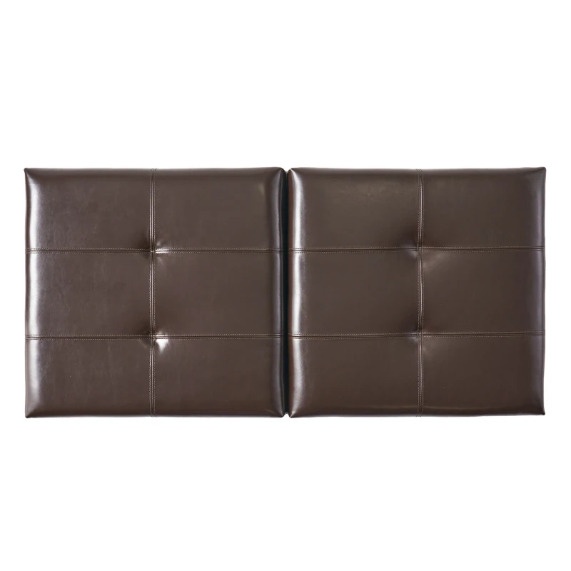 Double-Top Storage Ottoman with Soft Leather, Tufted Design, Ample Interior Space, and Matching Espresso Legs, 51"x24.5"x19", Brown