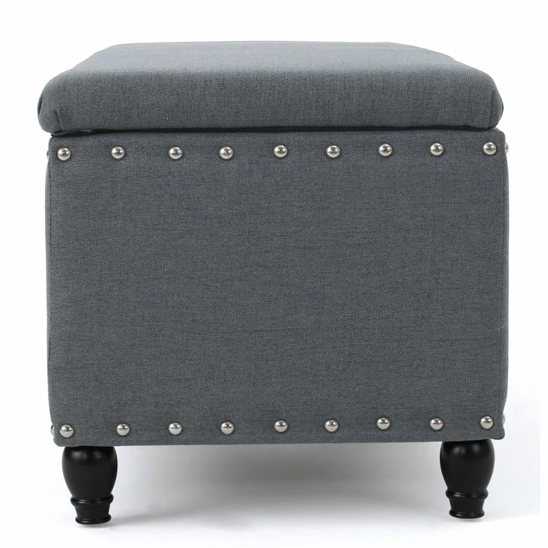 Fabric Storage Ottoman Bench with Solid Wood Construction, Versatile Seating and Storage, 42" L x 18.25" W x 18.25" H, Charcoal