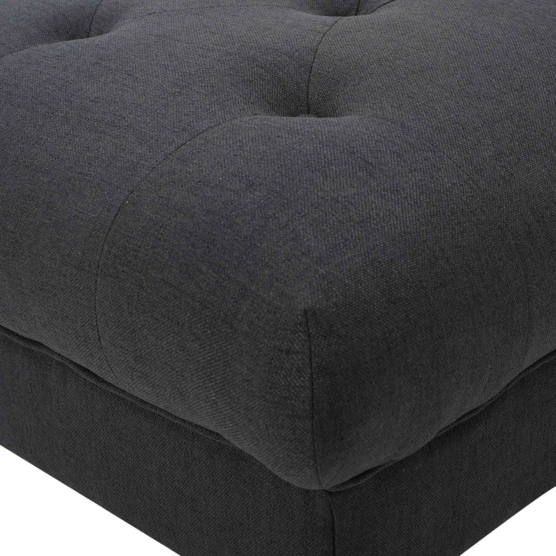 Tufted Ottoman with Upholstered Polyester Blend, Button Tufting, Turned Feet, 40.5" x 40.5" x 16.9", Dark Gray
