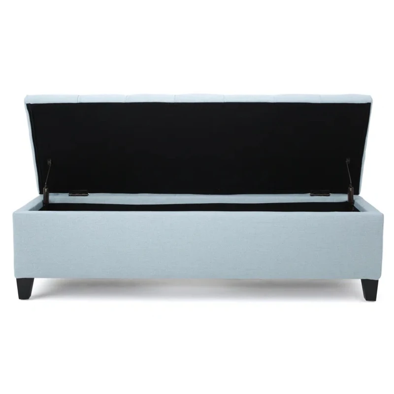 Storage Ottoman with Contemporary Design, Upholstered Seating, Versatile Storage Bench, 51" L x 17.5" W x 17" H, Blue