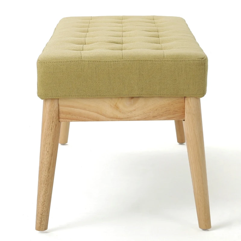 Fabric Ottoman with Cushioned Top, Sturdy Frame, and Space-Saving Design, 43.5" L x 15.75" W x 17" H, Yellow