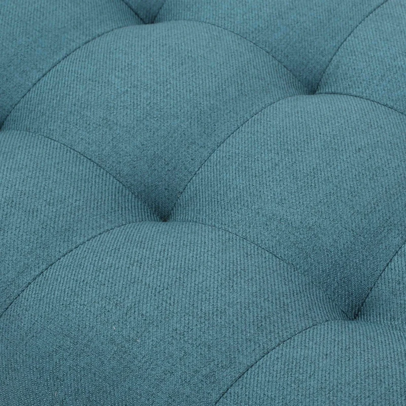 Stylish Bedroom Bench with Padded Seat Cushion, Upturned Wide U Shape, Light Assembly Required, 52" x 19.5" x 23.5", Teal