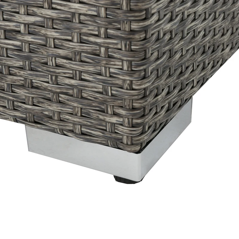 Outdoor Wicker 3-Seater Sofa with Built-In Side Table, Water-Resistant Cushions, Rust-Proof Aluminum Frame, 75.5" L x 29.75" W x 25.5" H, Black+Gray