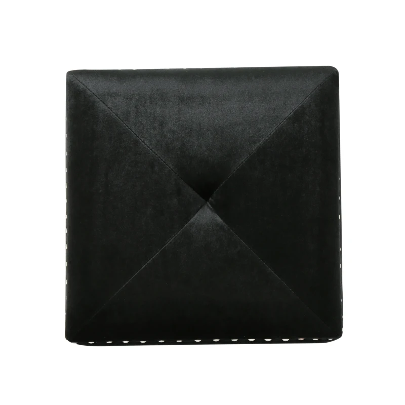 Stylish Ottoman with Cushioned Top, Sturdy Frame, and Space-Saving Design, 16.5" L x 16.5" W x 17" H, Black