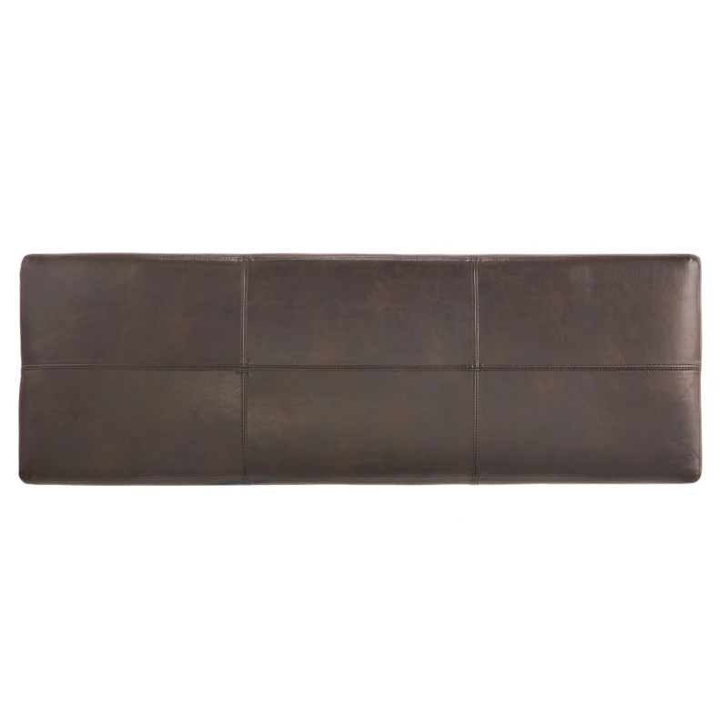 Faux Leather Storage Ottoman Bench, Solid Wood Construction, Versatile Seating and Storage, 51.25" L x 17.5" W x 16.25" H, Brown