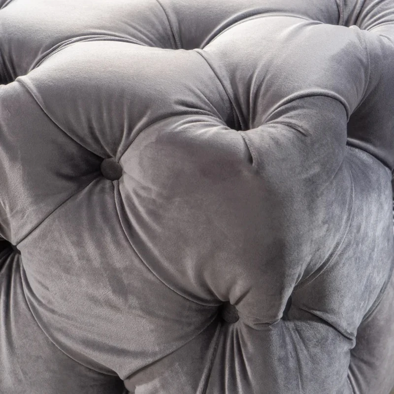 Contemporary Glam Rectangle Padded Ottoman with Cushioned Top, Sturdy Frame, and Space-Saving Design, 50.75" L x 18.75" W x 15.75" H, Grey