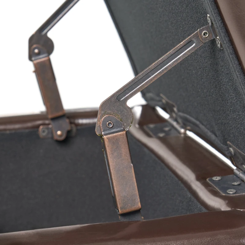 Storage Ottoman with Cushioned Top, Sturdy Frame, and Space-Saving Design, 46.5" L x 20.75" W x 17.25" H, Chocolate