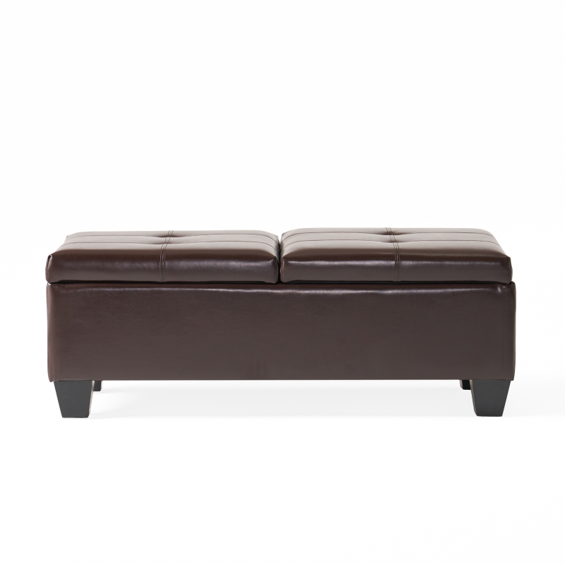 Storage Ottoman with Cushioned Top, Sturdy Frame, and Space-Saving Design, 46.5" L x 20.75" W x 17.25" H, Chocolate