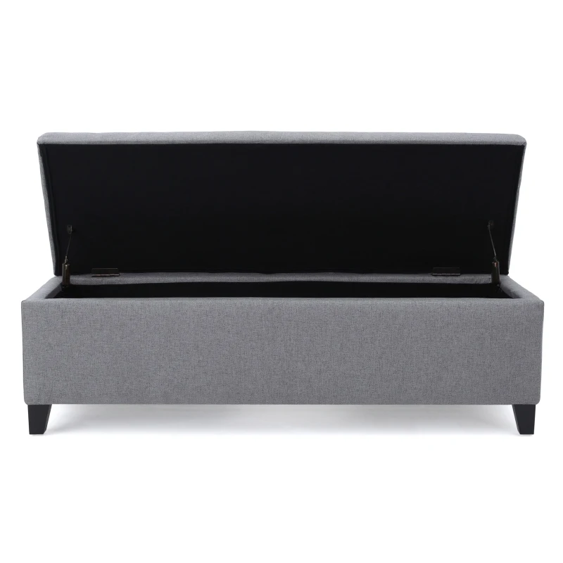 Storage Ottoman with Cushioned Top, Sturdy Frame, and Space-Saving Design, 51" L x 17.25" W x 16.5" H, Gray