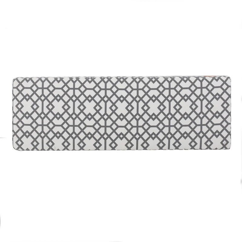 Cushioned Storage Ottoman with Sturdy Frame and Space-Saving Design, Geometric Pattern Surface, Gray
