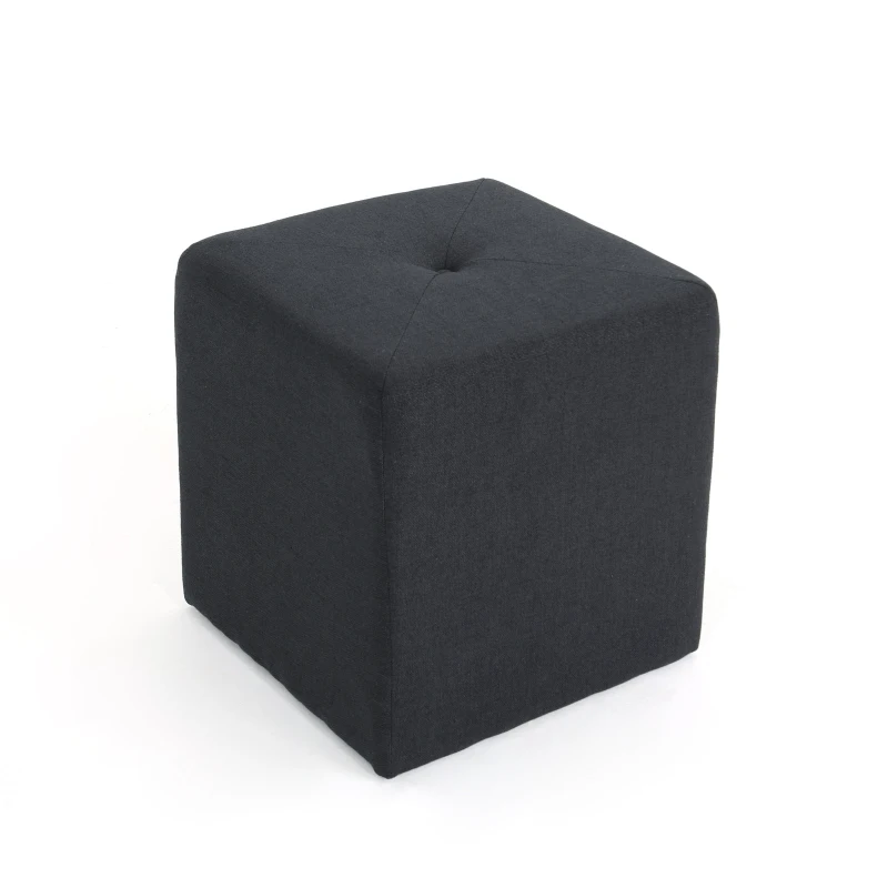 Modern Fabric Ottoman with Cushioned Top, Sturdy Frame, and Space-Saving Design, 16.5" L x 16.5" W x 17.25" H, Charcoal Gray