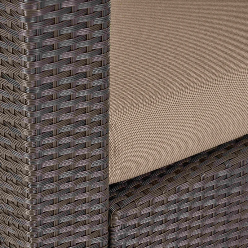 Outdoor Wicker Club Chair with Water Resistant Cushions, Swivel Chair, 33.5" L x 31.5" W x 27.75" H, Brown+Beige