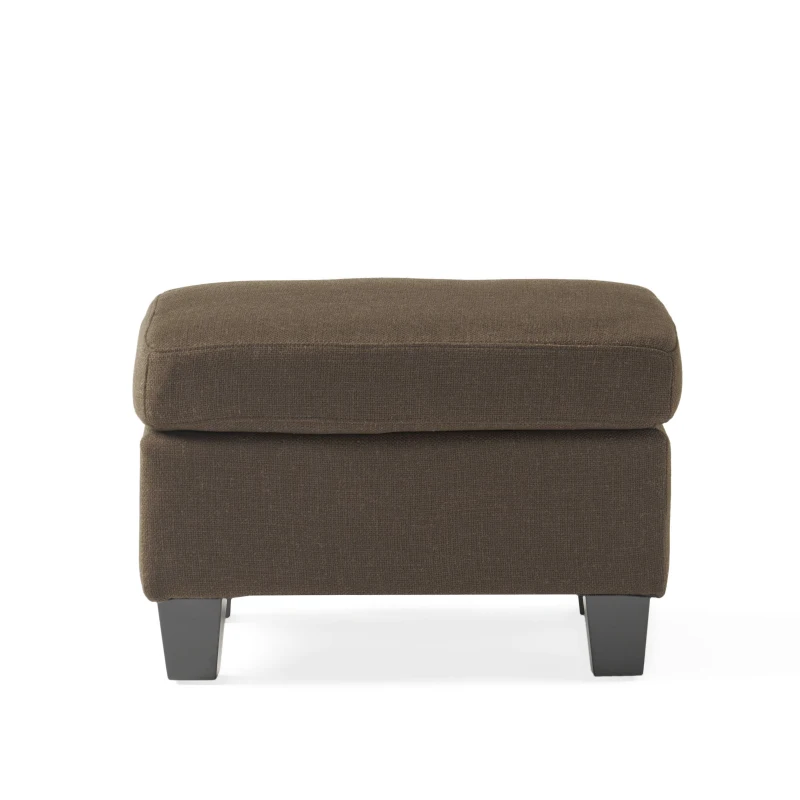 Fabric Ottoman with Contemporary Design, Smooth Upholstery, Versatile Use, Birch Wood Legs, 24" W x 18" D x 16" H, Chocolate